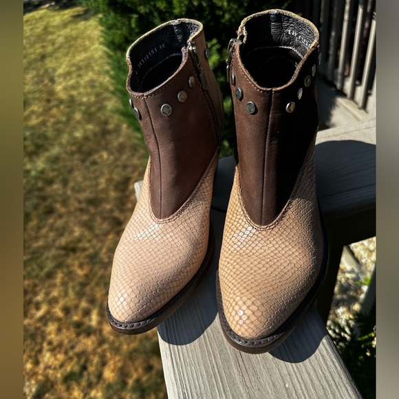 Liberty Black Western ankle boots / booties snakeskin and nubuck leather - Picture 2 of 7
